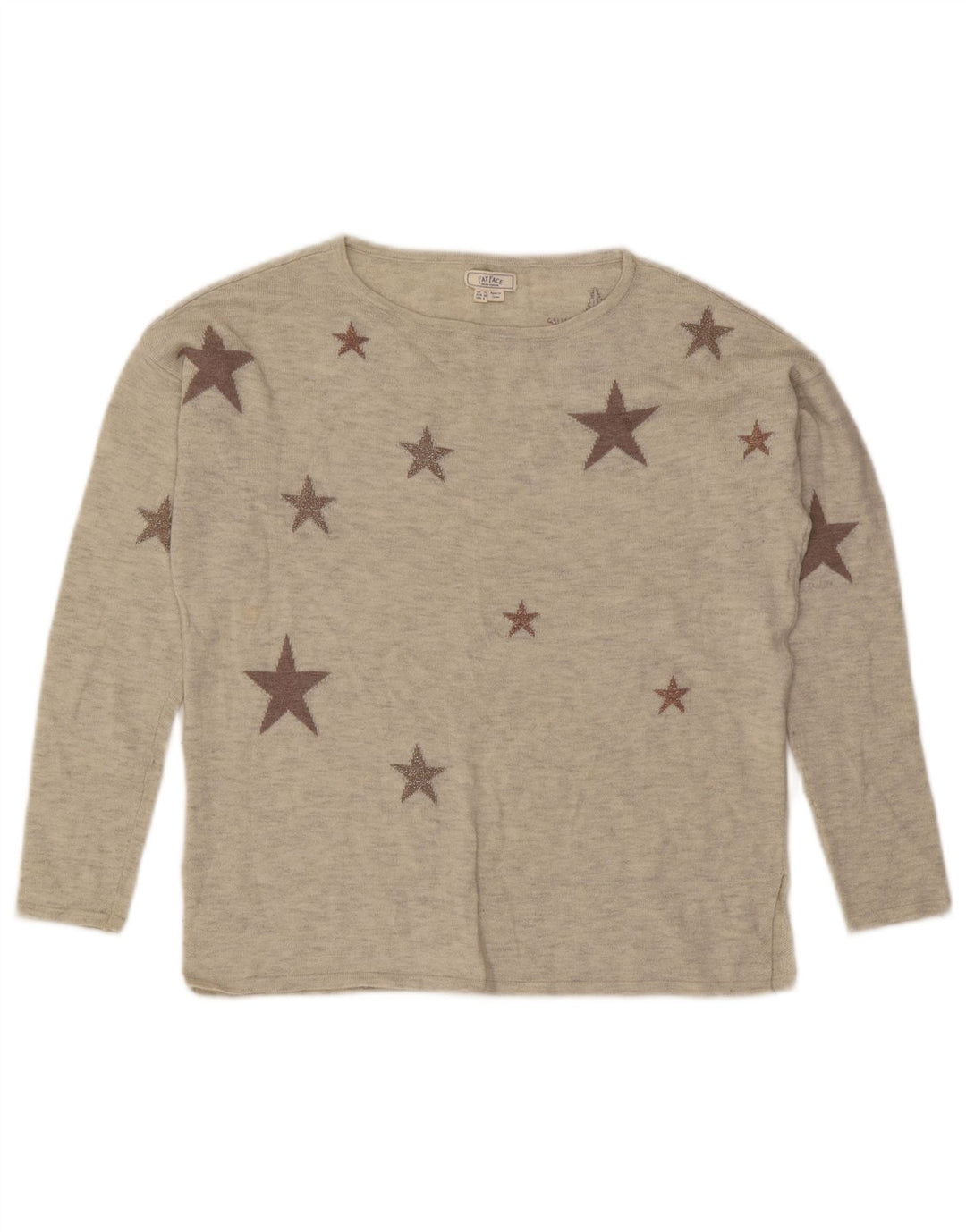 Γυναικείο Abstract Face Boat Neck Jumper πουλόβερ UK 10 Small Grey
