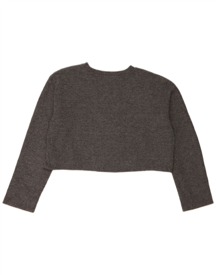 Zara Γυναικείο Crop Top μακρυμάνικο UK 16 Large Grey