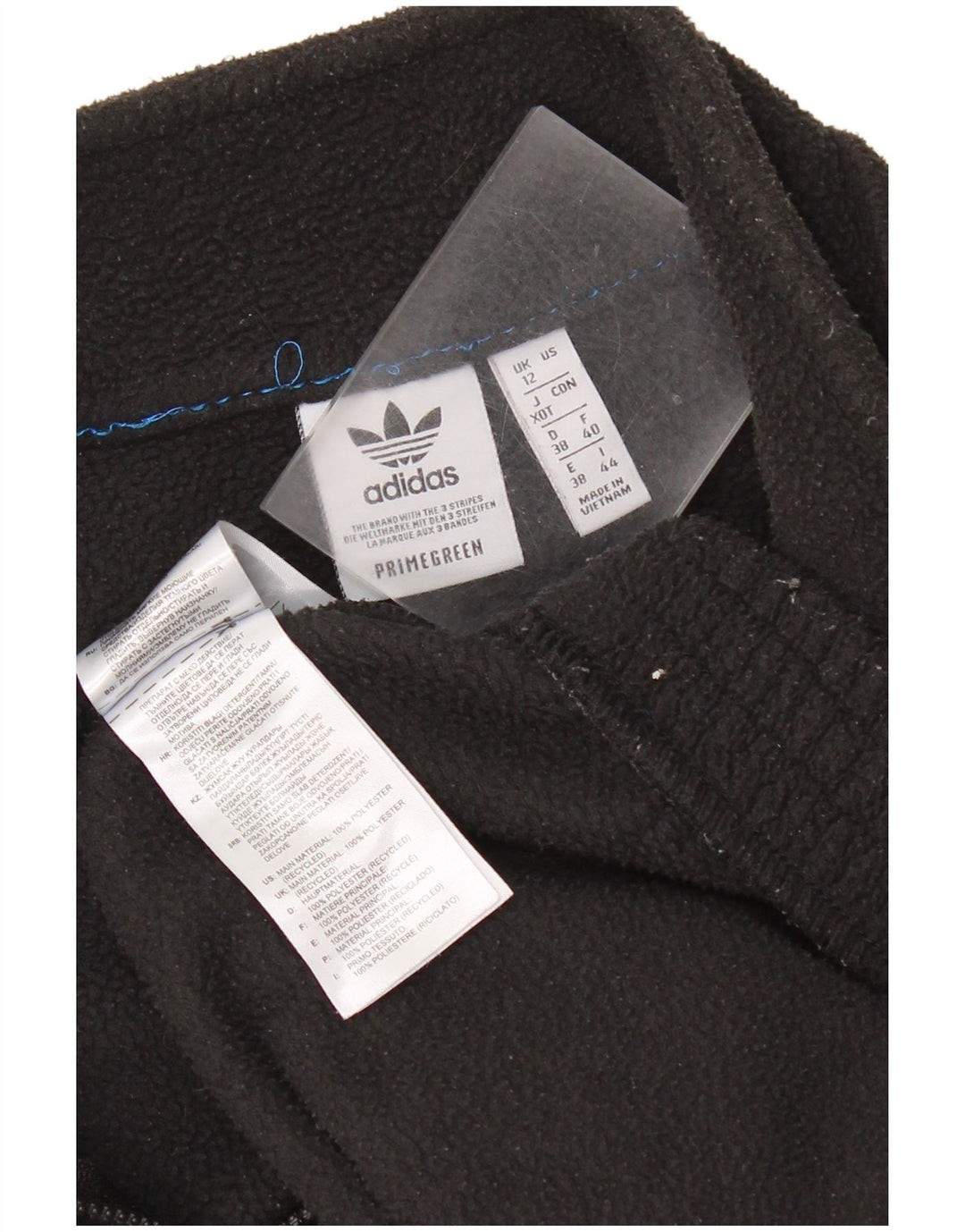 Adidas γυναικείο φερμουάρ με λαιμόκοψη μεγάλου μεγέθους fleece jumper UK 12 μεσαίο μαύρο πολυεστέρα