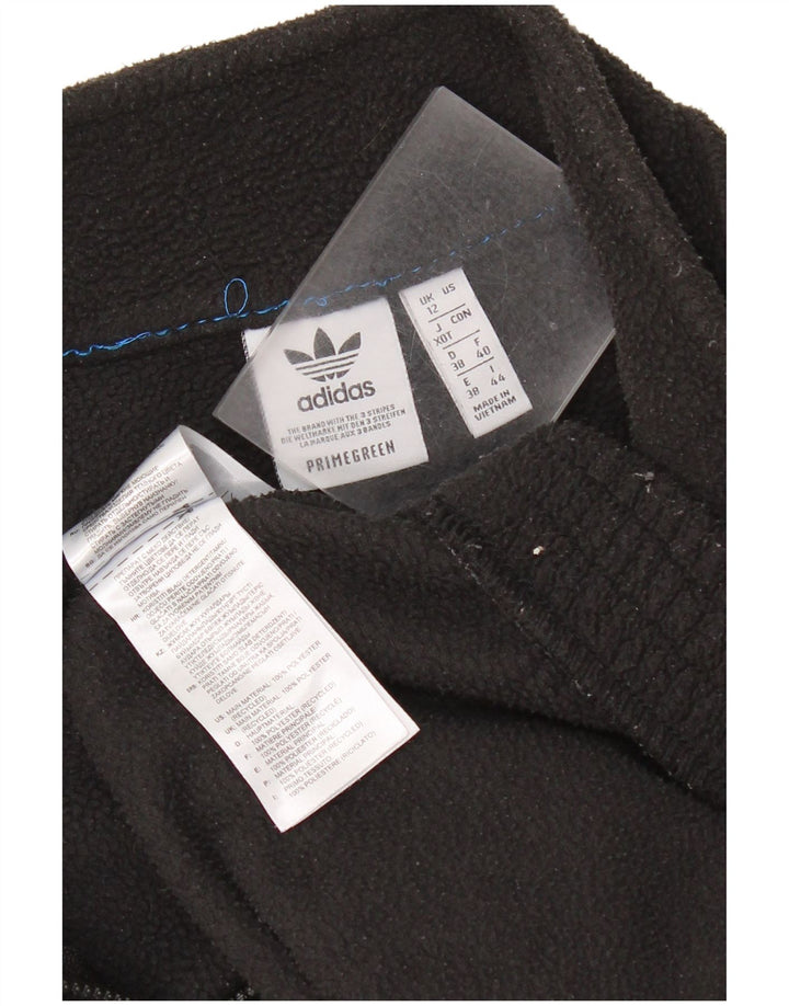 Adidas γυναικείο φερμουάρ με λαιμόκοψη μεγάλου μεγέθους fleece jumper UK 12 μεσαίο μαύρο πολυεστέρα