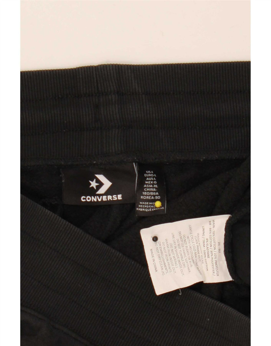 Ανδρική φόρμα Converse Παντελόνι Joggers Μεγάλο Μαύρο Βαμβακερό