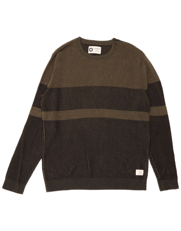 Jack & Jones Ανδρικό πουλόβερ με λαιμόκοψη XL Πράσινο ριγέ