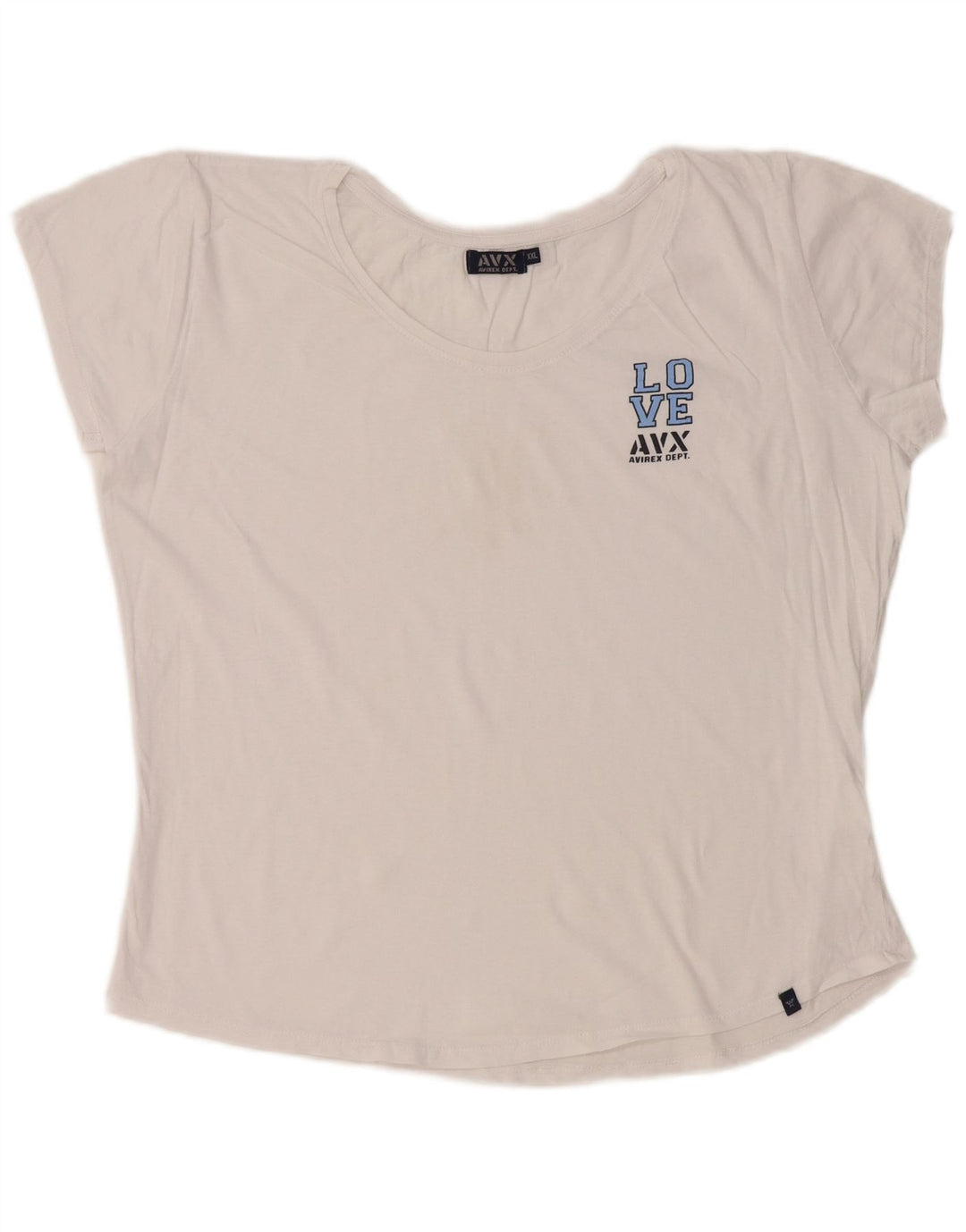 Γυναικείο γραφικό μπλουζάκι AVIREX Crop Top UK 22 2XL Λευκό βαμβακερό