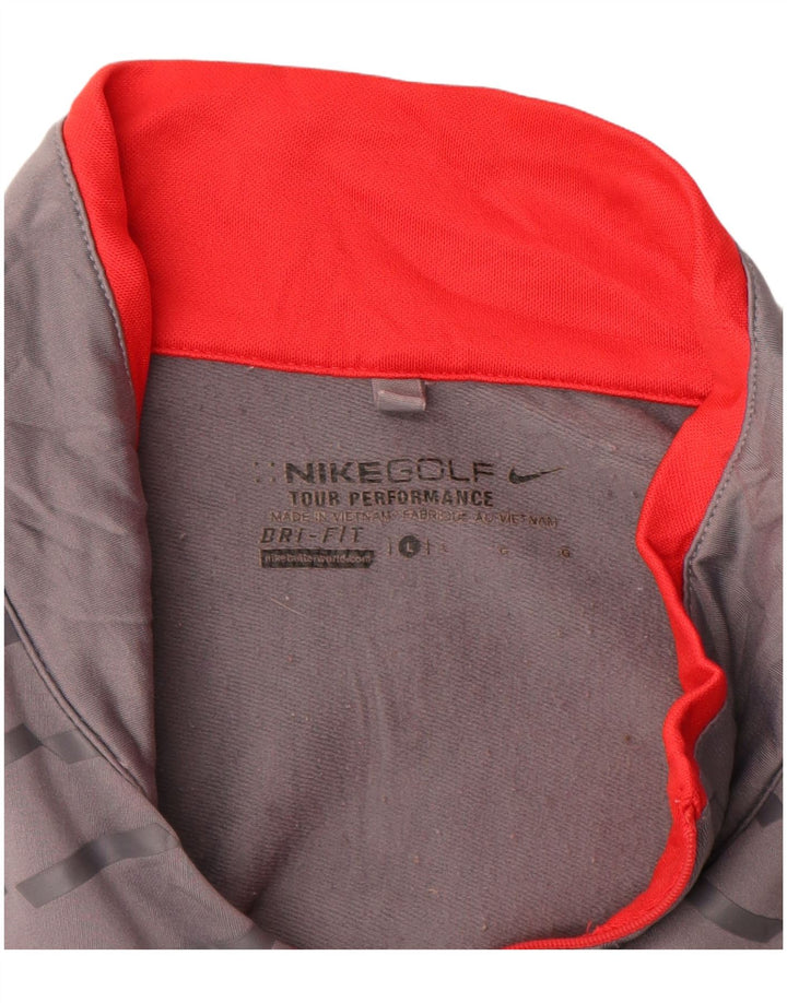 Ανδρική φόρμα Nike Dri Fit με φερμουάρ πουλόβερ στο επάνω μέρος, μεγάλο γκρι ριγέ