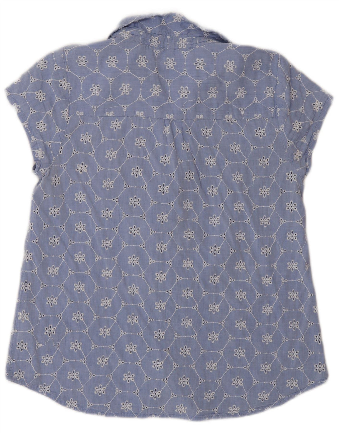 White Stuff Γυναικείο κοντομάνικο πουκάμισο UK 12 Medium Blue Floral Βαμβακερό