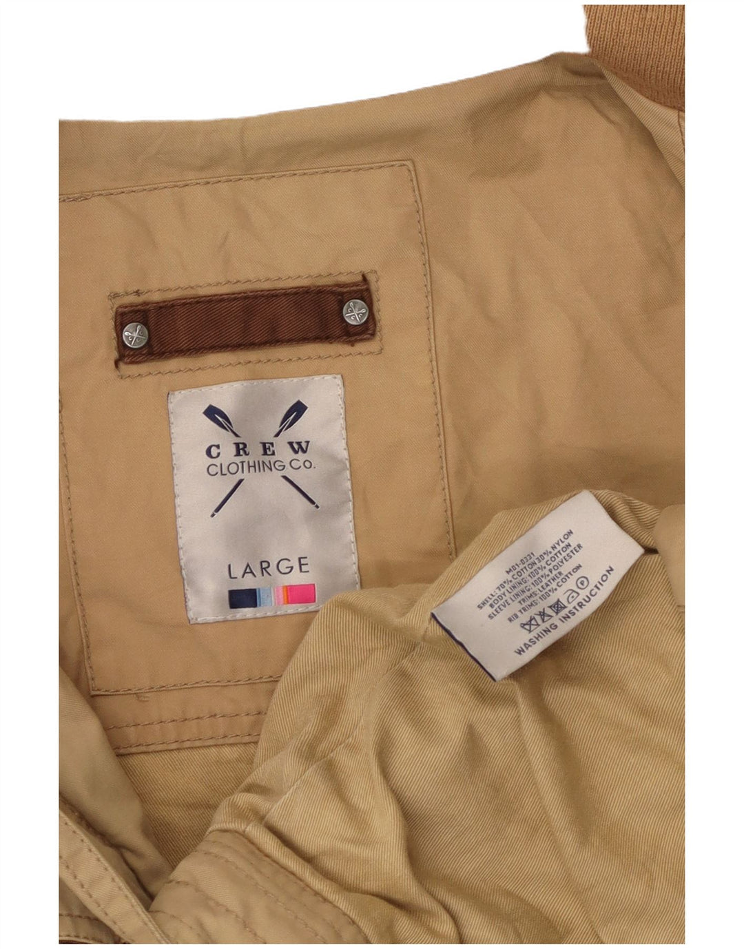Crew Clothing Ανδρικό Bomber Jacket UK 40 Large Beige Cotton