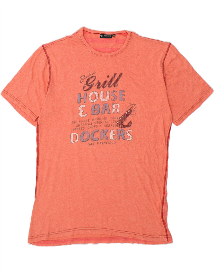 DOCKERS Mens Graphic T-Shirt Top Large Orange Vintage Dockers and Second-Hand Dockers from Messina Hembry 