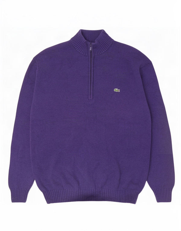 Ανδρικό πουλόβερ Lacoste με φερμουάρ, μέγεθος 7 2XL μωβ βαμβακερό