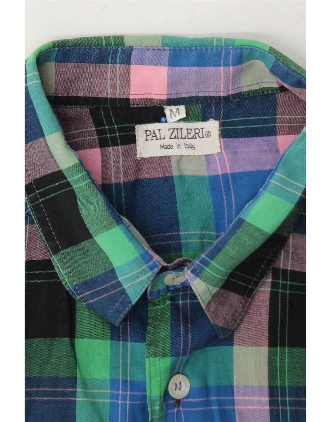 PAL ZILERI Mens Short Sleeve Shirt Medium Multicoloured Check Cotton