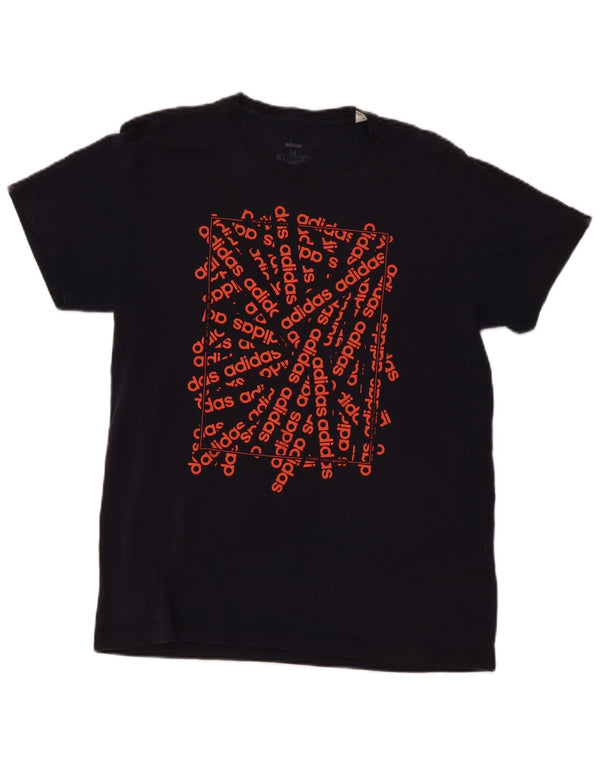 Ανδρικό γραφικό T-Shirt Adidas Top από μεσαίο μπλε ναυτικό βαμβακερό