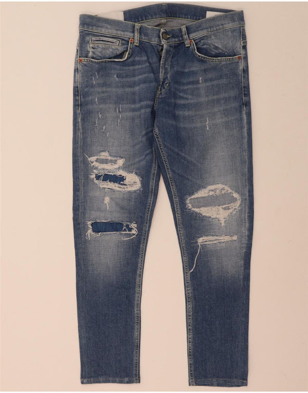 Dondup Mens Distressed Skinny Jeans W36 L29 Blue Cotton