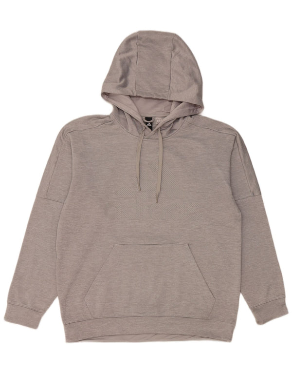 Adidas Mens Climawarm Graphic Hoodie Jumper Μεγάλος Γκρι Πολυεστέρας