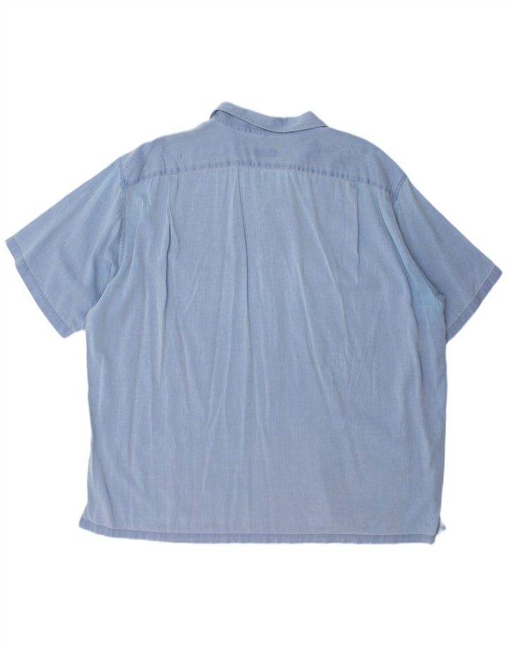 Ανδρικό κοντομάνικο πουκάμισο LACOSTE Μέγεθος 45 XL Μπλε βαμβακερό ριγέ