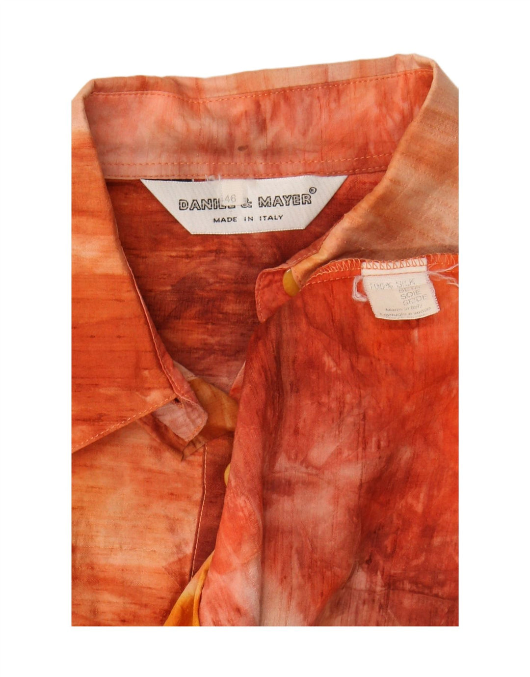 Daniel & Mayer Γυναικείο Πουκάμισο Φόρεμα IT 46 Large Orange Tie Dye Silk