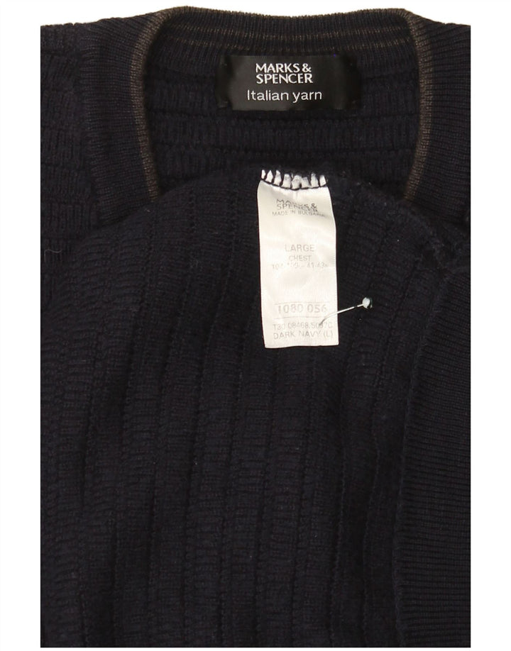 Marks & Spencer Ανδρικό πουλόβερ με λαιμόκοψη V-λαιμόκοψη Μεγάλο μπλε ακρυλικό