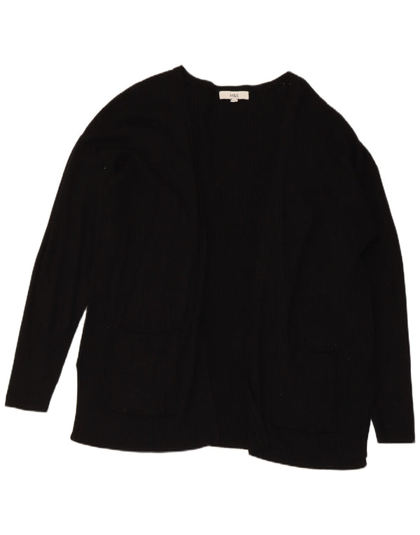 Marks & Spencer Γυναικείο ανοιχτό πουλόβερ ζακέτα UK 16 μεγάλη μαύρη βισκόζη