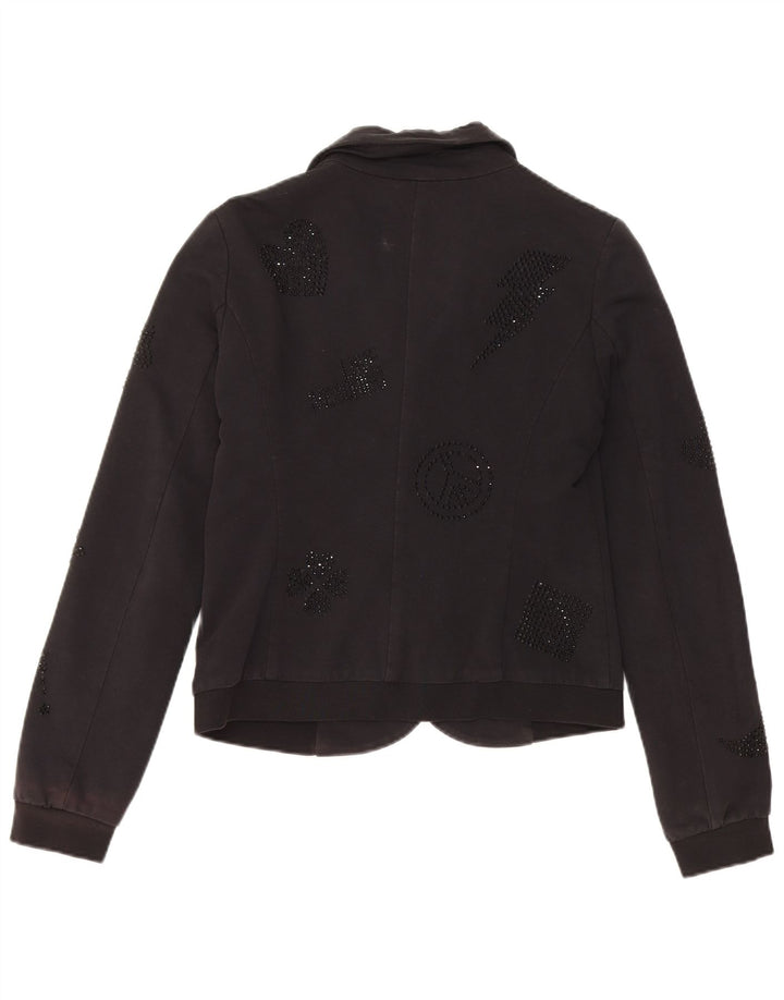Moschino Γυναικείο Μπουφάν Blazer με 3 κουμπιά Crop Graphic UK 10 Small Black