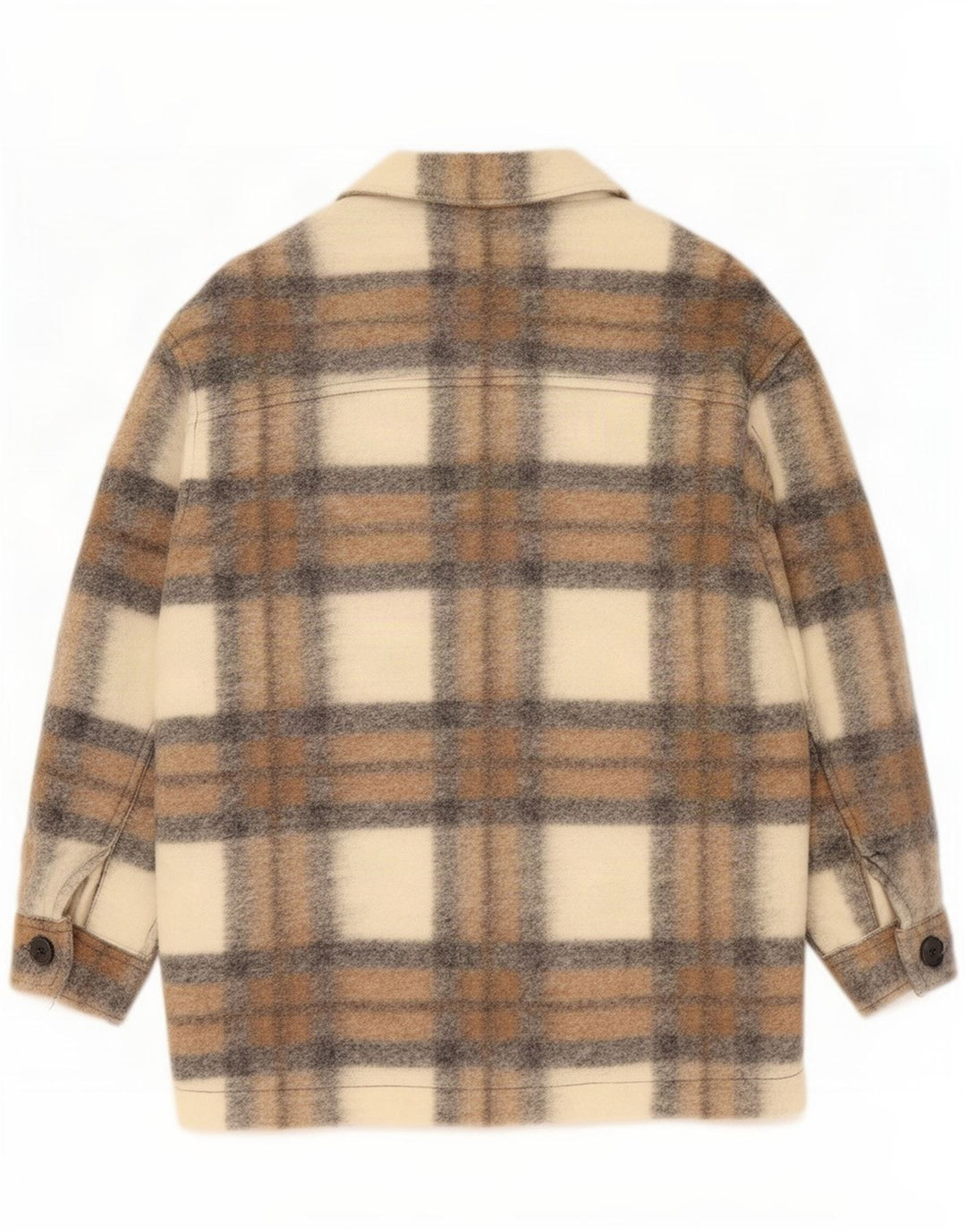 Zara Γυναικείο Μπουφάν Utility Oversized UK 14 Medium Beige Καρό Πολυεστέρας