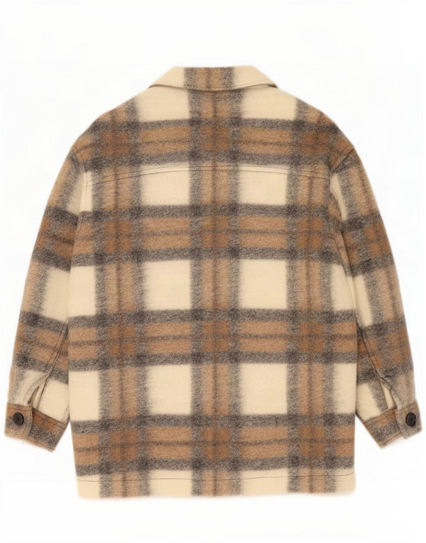 Zara Γυναικείο Μπουφάν Utility Oversized UK 14 Medium Beige Καρό Πολυεστέρας