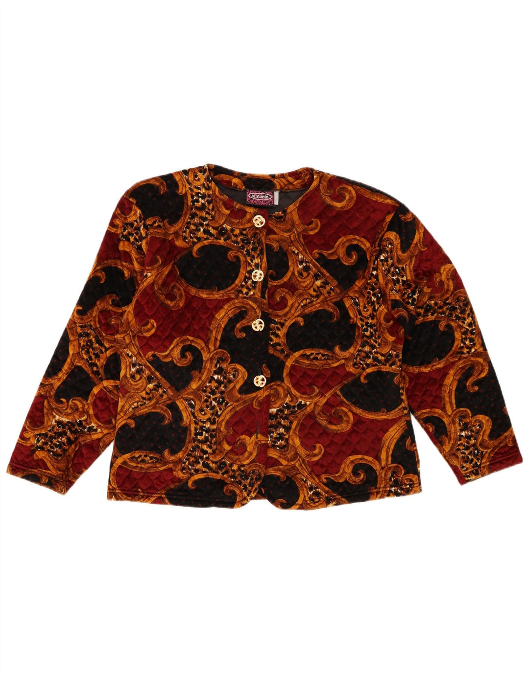 VINTAGE Γυναικεία ζακέτα Crop UK 14 Large πολύχρωμο Paisley Acetate