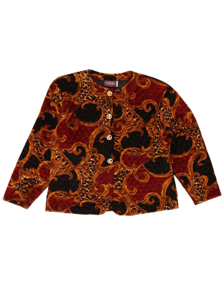 VINTAGE Γυναικεία ζακέτα Crop UK 14 Large πολύχρωμο Paisley Acetate