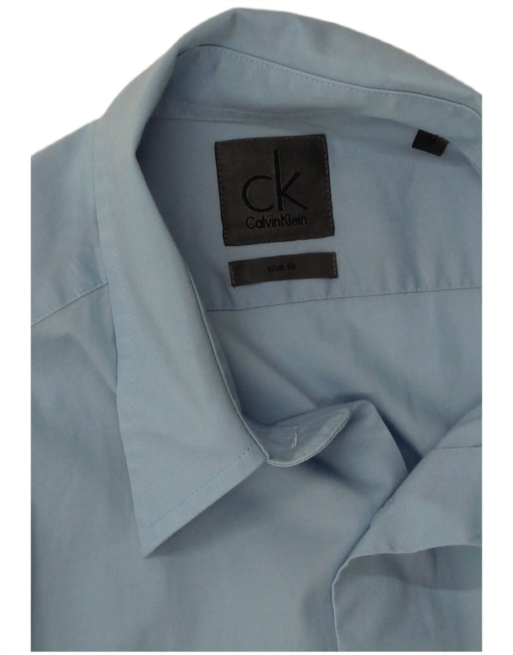 Ανδρικό πουκάμισο Calvin Klein Slim Fit, μεσαίο μπλε βαμβακερό