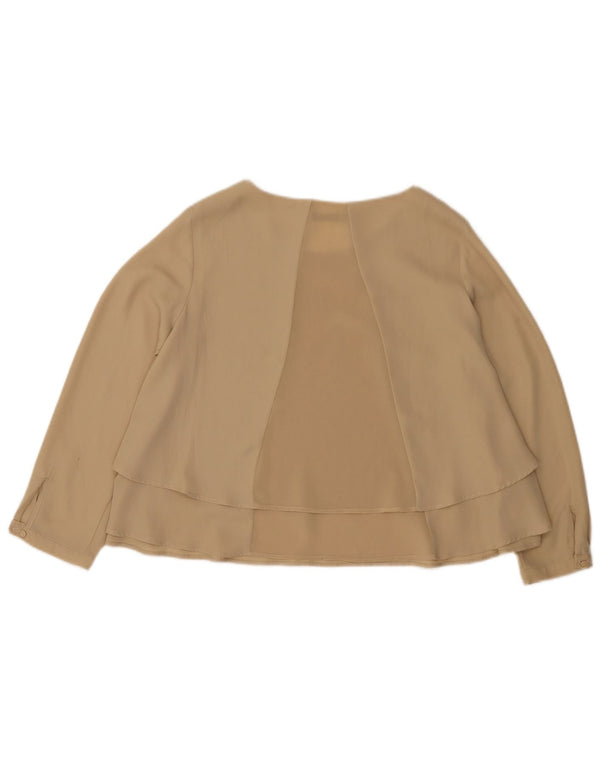 Zara Γυναικεία Μακρυμάνικη Μπλούζα Τοπ UK 14 Medium Beige Polyester