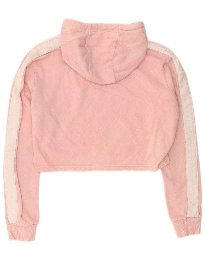 ELLESSE Γυναικείο Crop Graphic Hoodie Jumper UK 12 Medium Pink Cotton