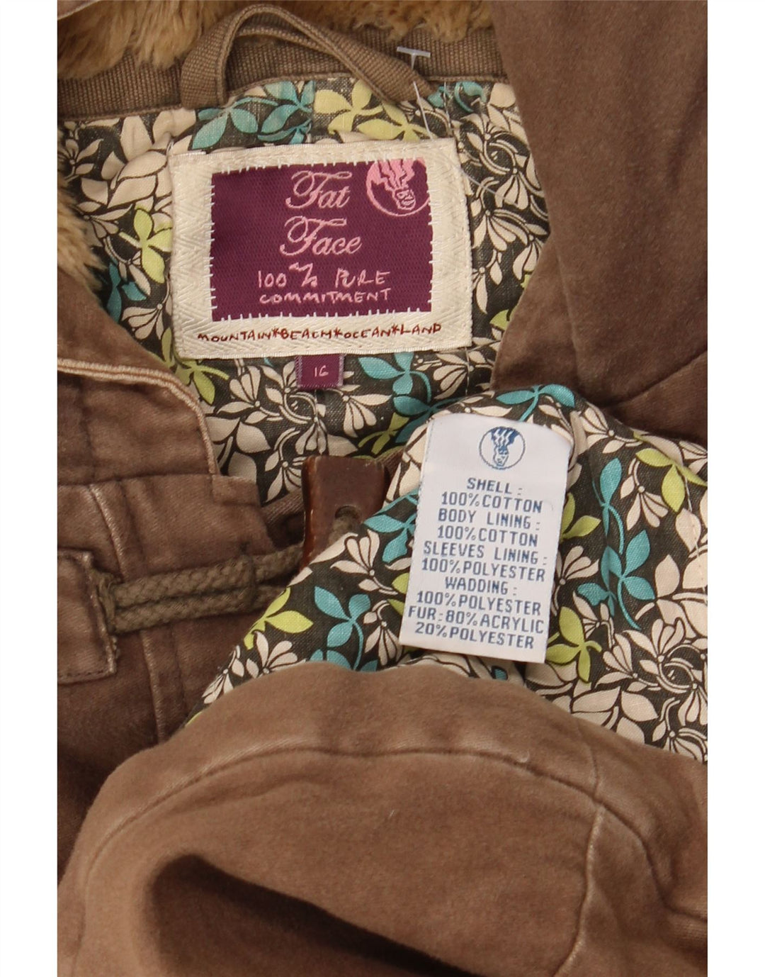 Fat Face Γυναικείο Μπουφάν με κουκούλα Duffle UK 16 μεγάλο, βαμβακερό