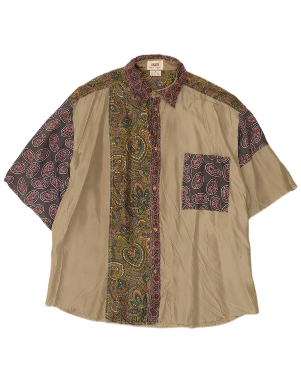 Ανδρικό κοντομάνικο πουκάμισο Sisley Medium Beige Paisley Silk