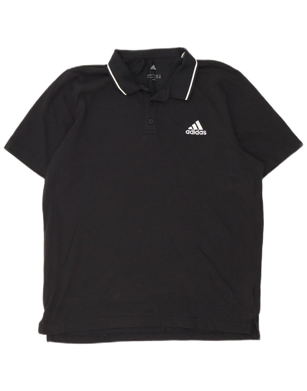 Ανδρικό πουκάμισο πόλο Adidas μεγάλο μαύρο βαμβακερό