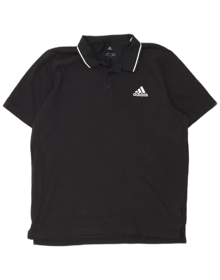 Ανδρικό πουκάμισο πόλο Adidas μεγάλο μαύρο βαμβακερό