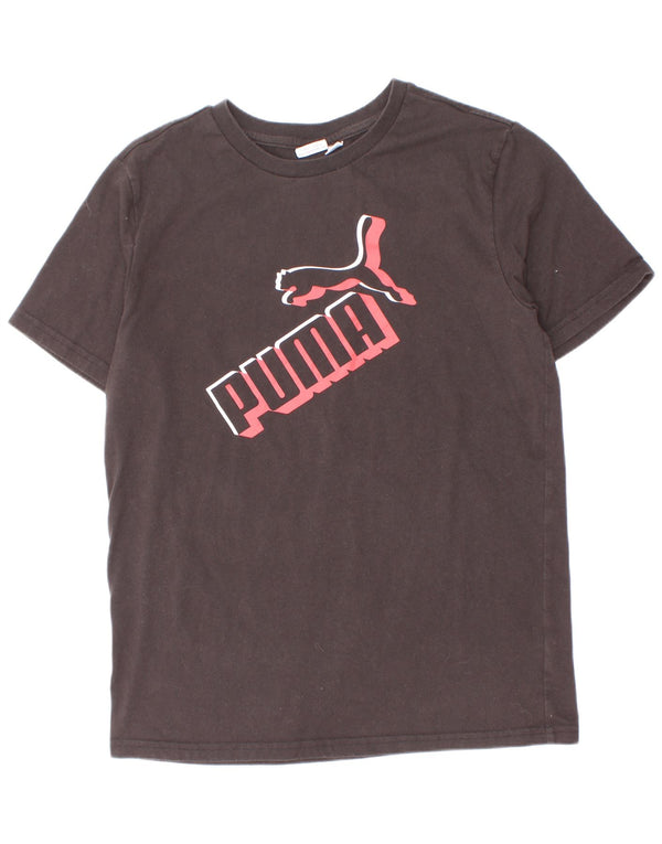 Puma Boys Graphic T-Shirt Top 11-12 ετών μεγάλο μαύρο βαμβακερό