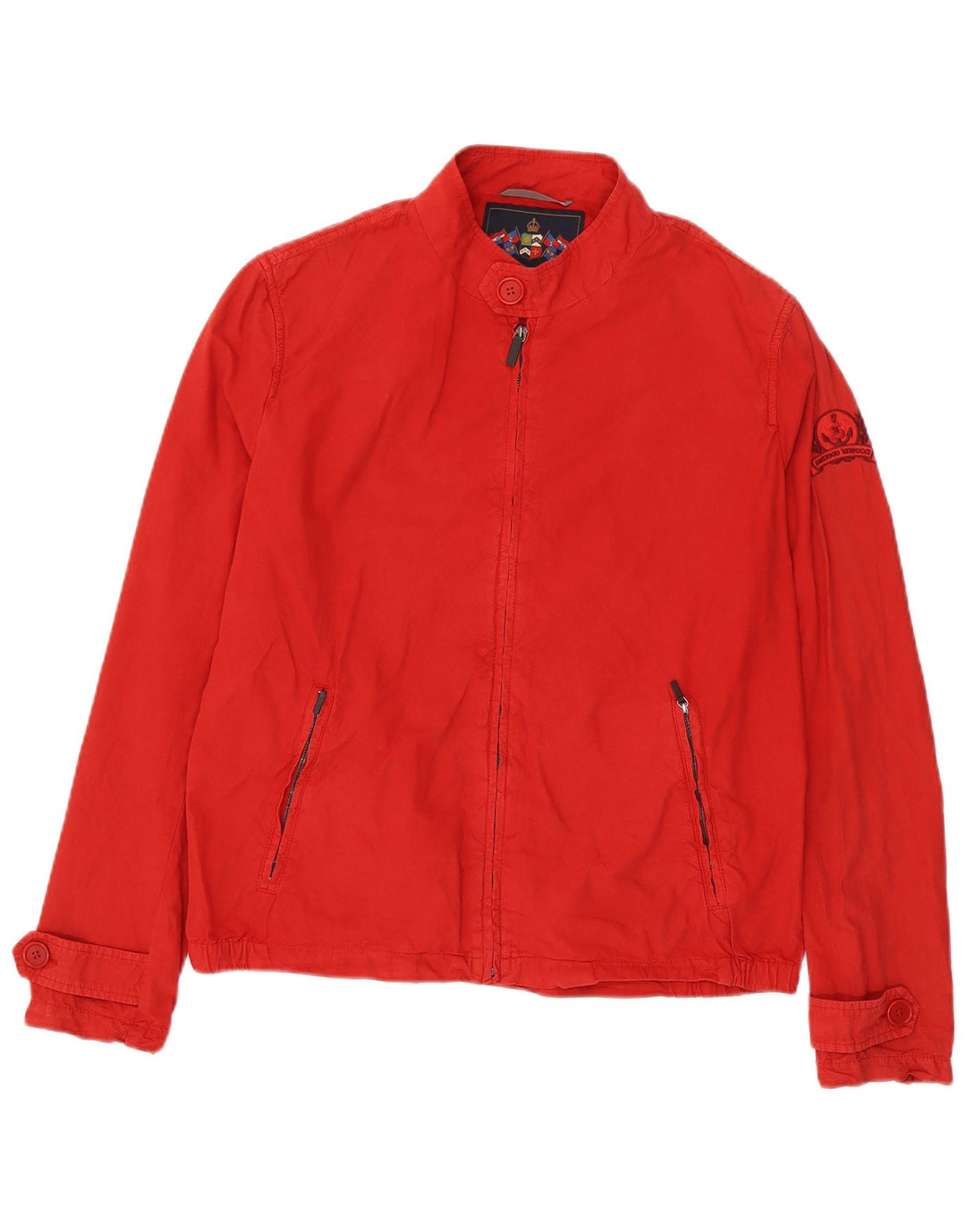 Amerigo Vespucci Ανδρικό Bomber Jacket UK 40 μεγάλο κόκκινο βαμβακερό