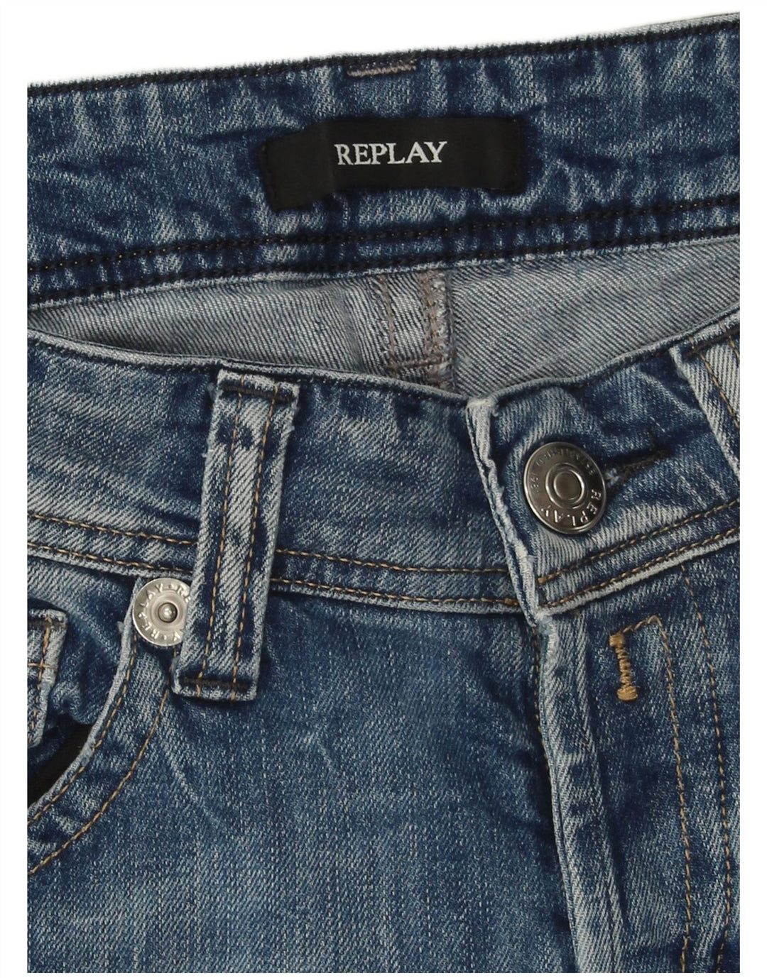 REPLAY Womens Distressed Slim Jeans W32 L29 Blue