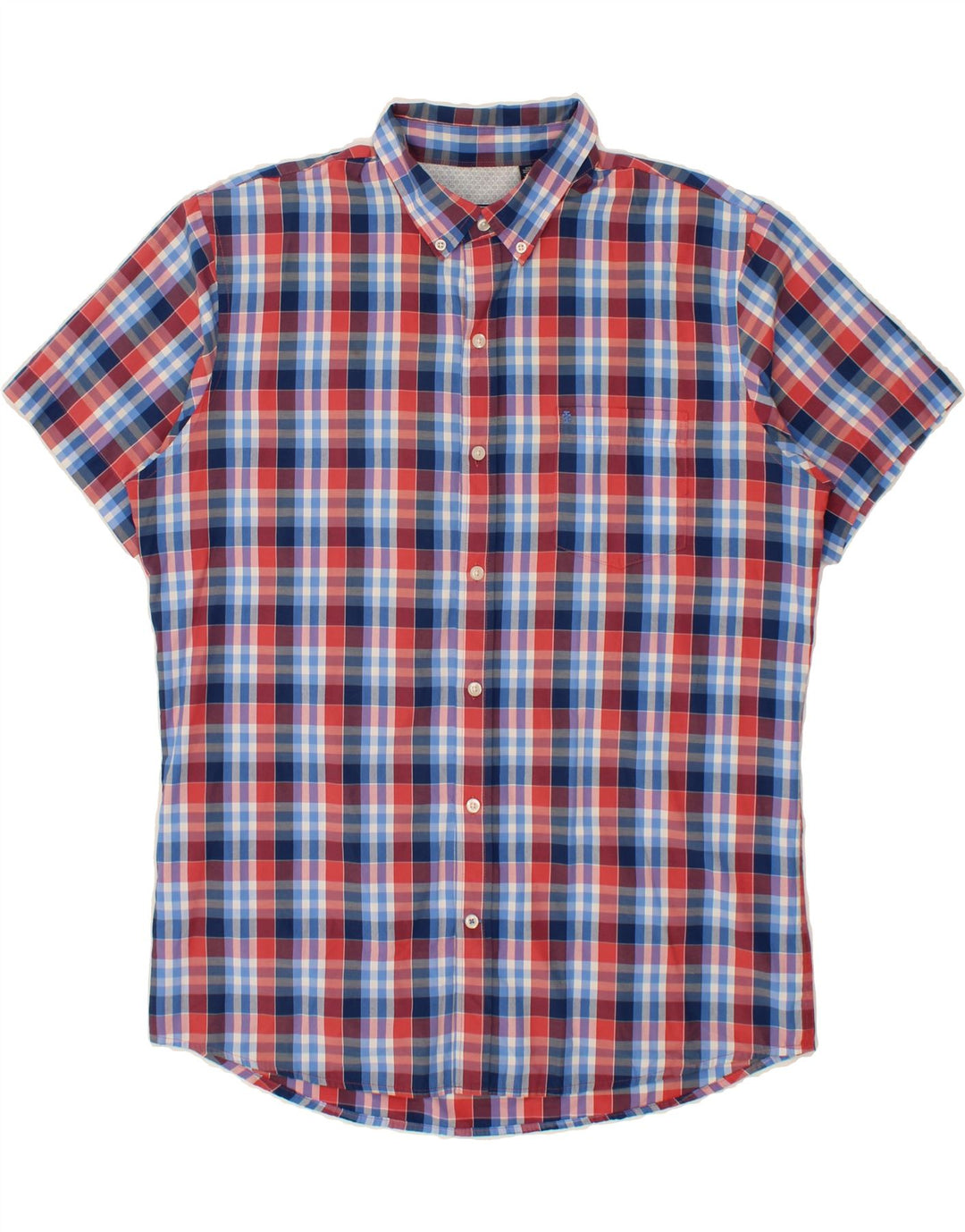 IZOD Mens Short Sleeve Shirt Large Blue Check Cotton Vintage Izod and Second-Hand Izod from Messina Hembry 