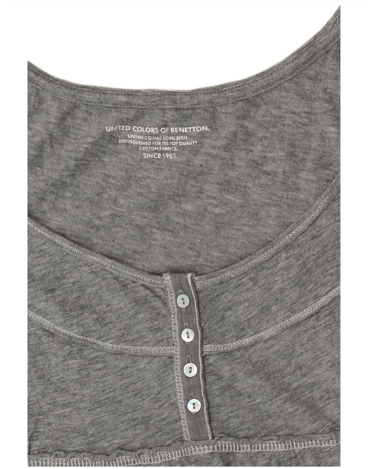 BENETTON Γυναικεία Μπλούζα Τοπ UK 10 Small Grey Floral
