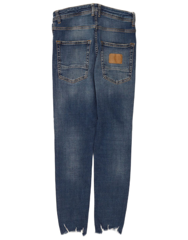 Zara Womens Crop Distressed Skinny Jeans EU 38 Small W28 L25 Blue