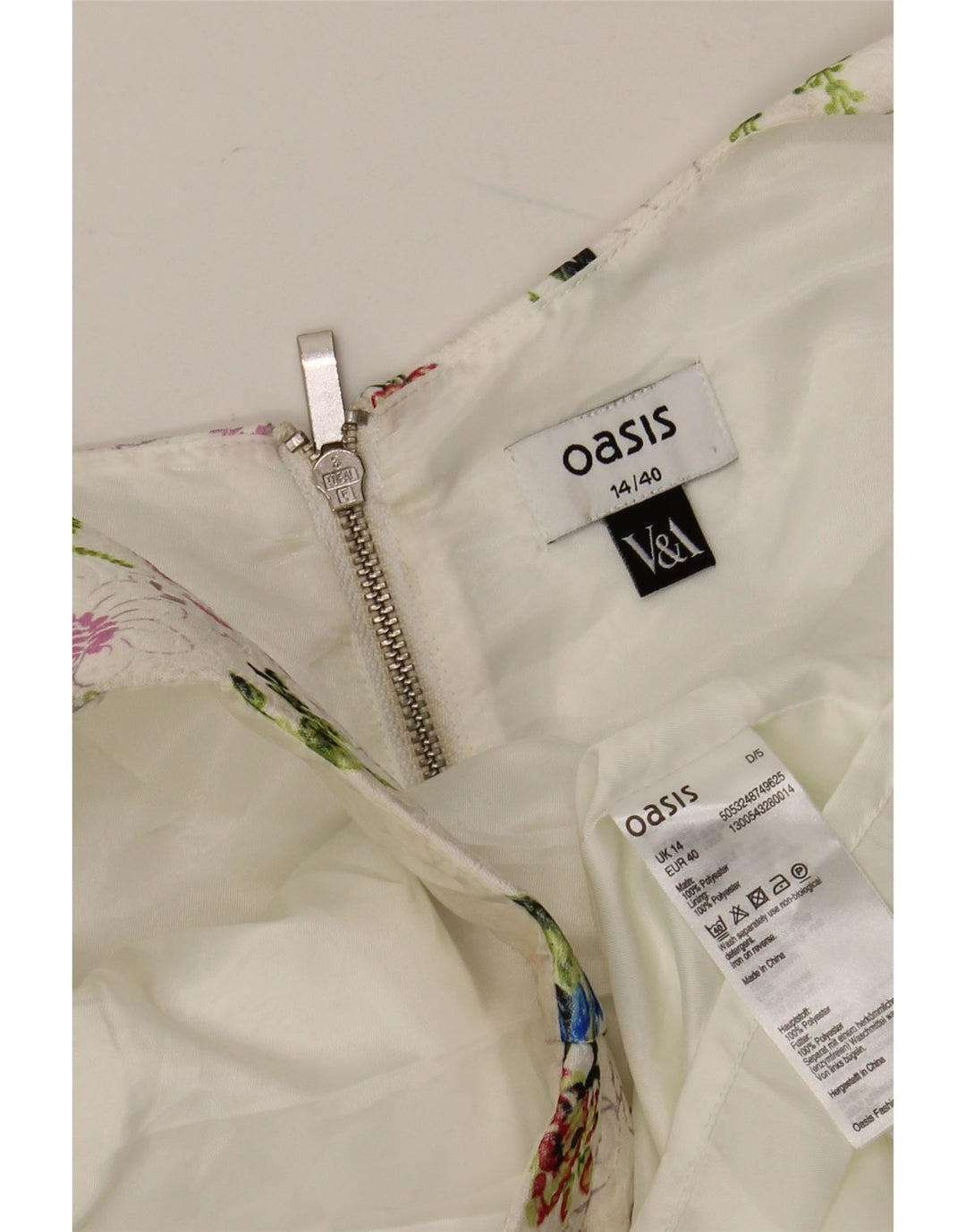 Γυναικείο αμάνικο φόρεμα Oasis UK 14 Medium White Floral Polyester