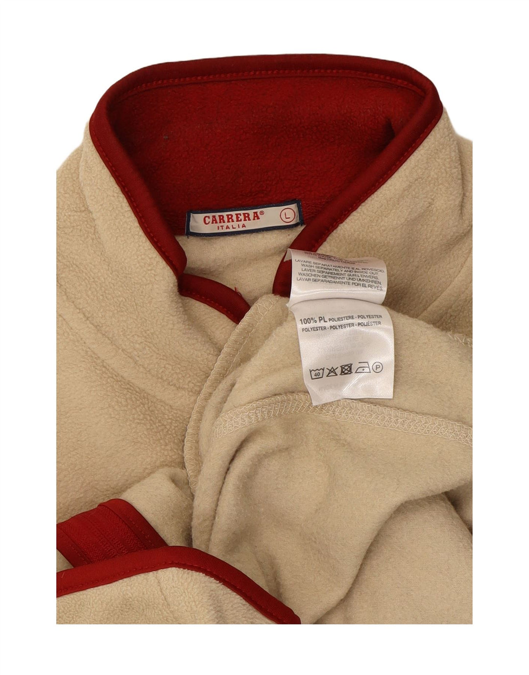 CARRERA Mens Fleece Jacket Large Beige Polyester