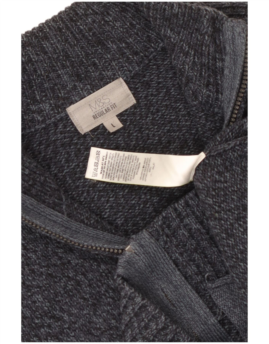 MARKS & SPENCER Ανδρικό πουλόβερ ζακέτα με κανονική εφαρμογή σε μπλε ναυτικό μεγάλο χρώμα