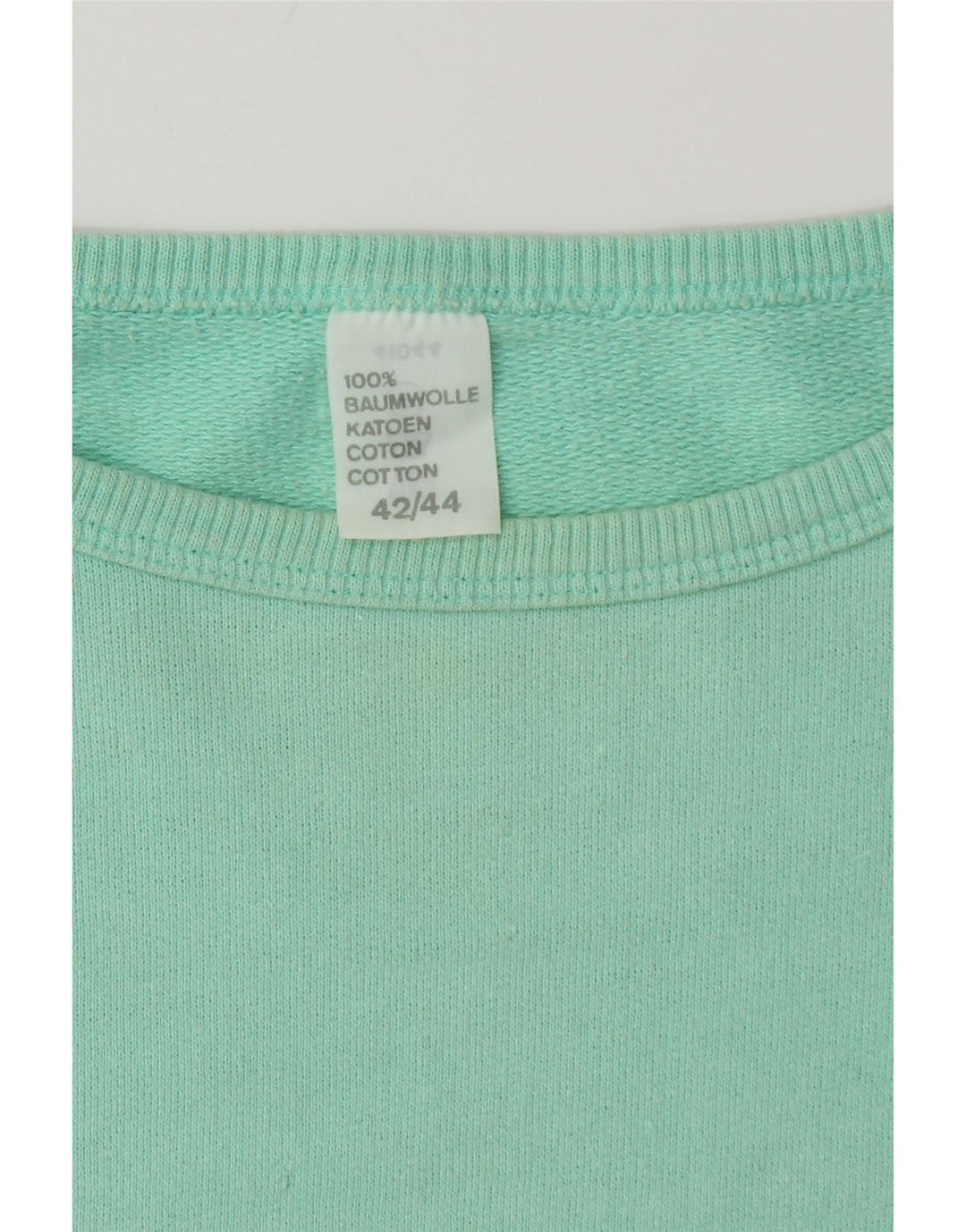 VINTAGE Γυναικεία Φούτερ Jumper IT 42/44 Μεσαίο Τυρκουάζ Βαμβάκι