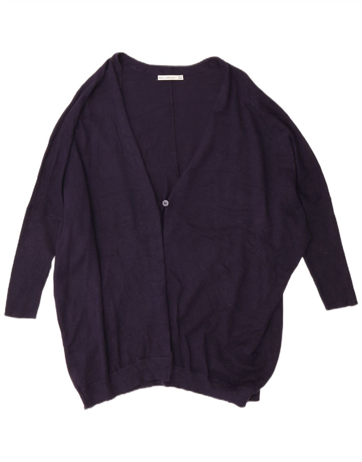 ZARA Γυναικείο κοντομάνικο πουλόβερ UK 14 Medium Navy Blue
