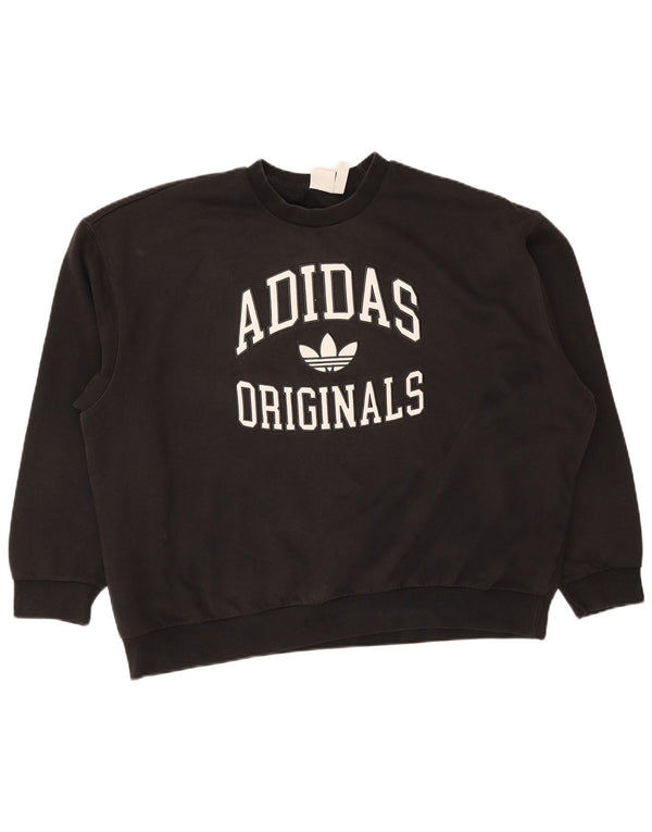 Adidas Γυναικεία γραφική μπλούζα μεγάλου μεγέθους Jumper UK 16/18 Large Black