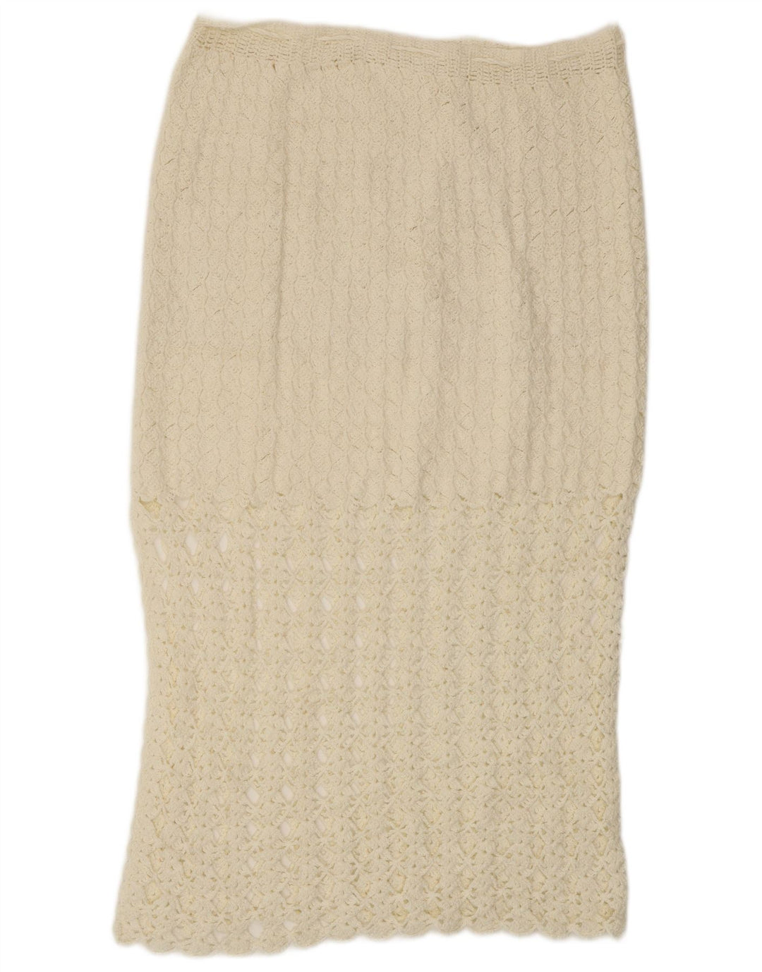 VINTAGE Γυναικεία Crochet Midi Φούστα W32 Μεγάλη Λευκή