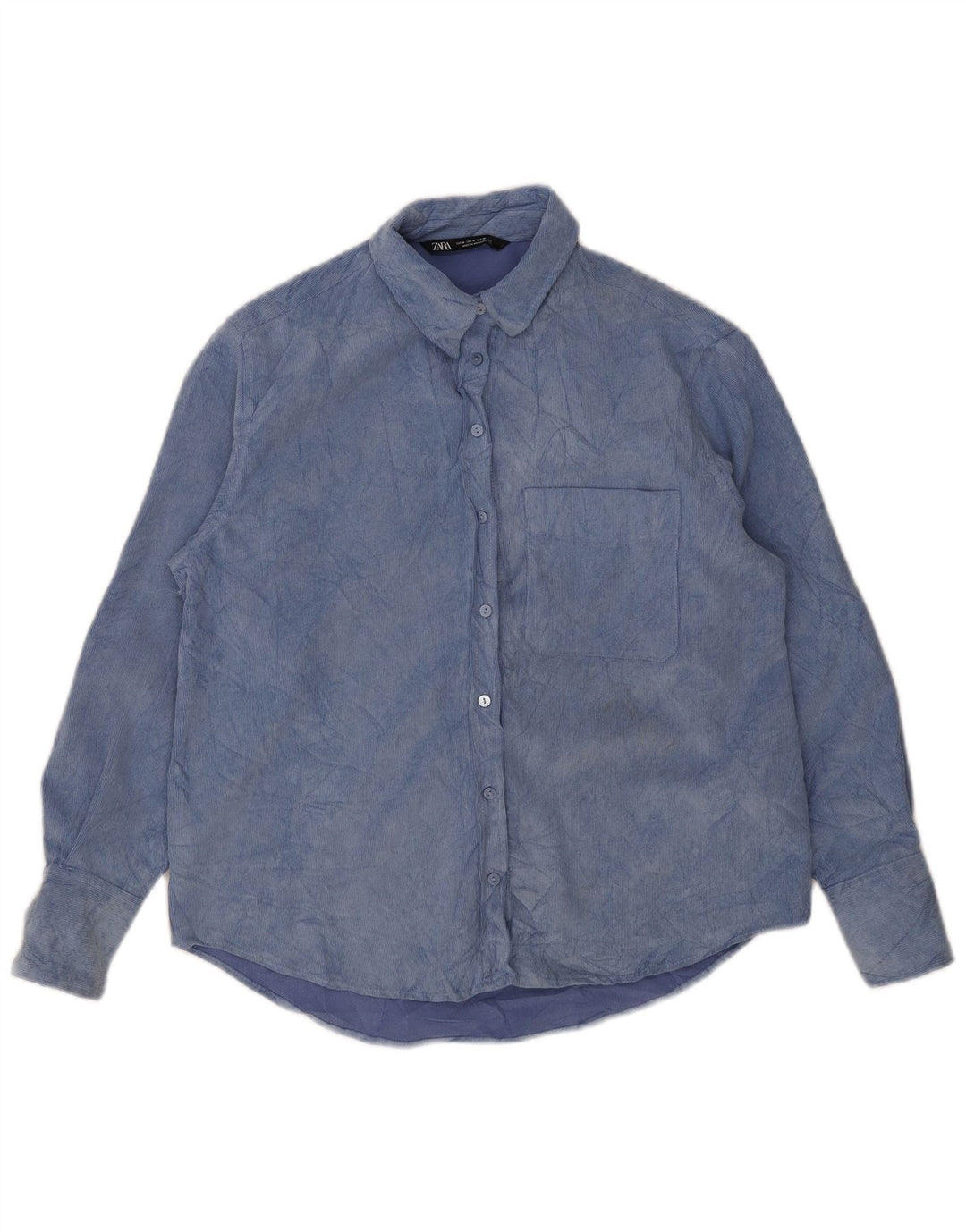 Zara Γυναικείο πουκάμισο Fleece UK 14 Medium Blue Tie Dye Polyester