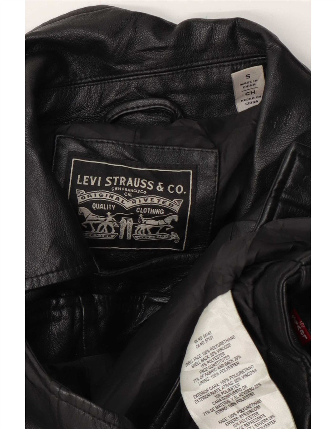 Γυναικείο Levi's Crop Faux Leather Biker Jacket UK 10 Small Black Polyurethane