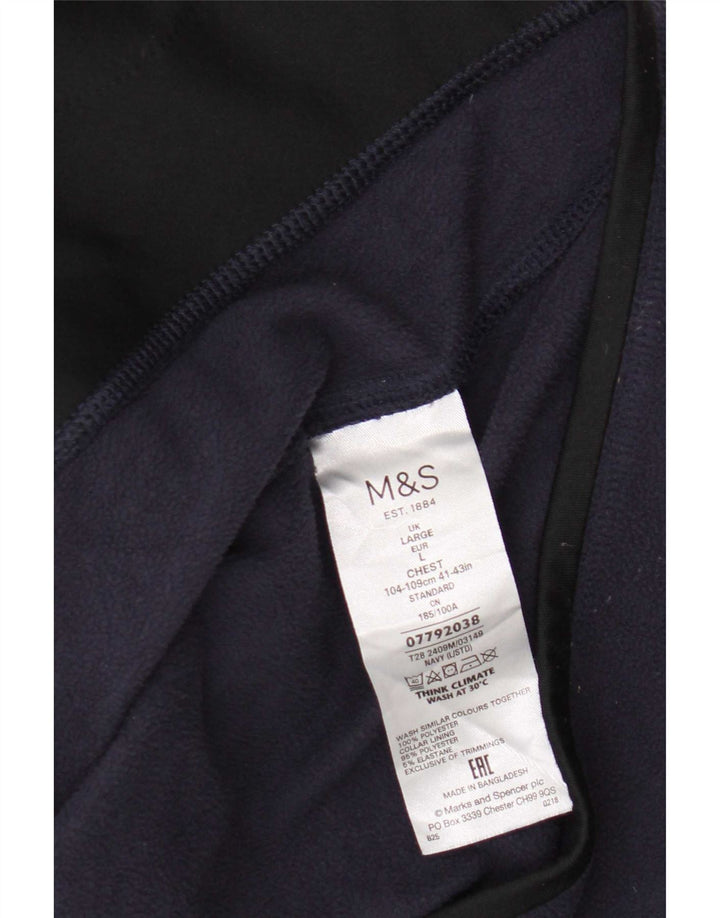 Marks & Spencer Ανδρικό Fleece Jacket UK 40 Large Navy Blue Polyester