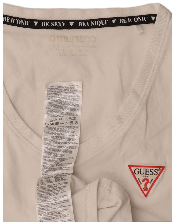 Guess Γυναικείο T-Shirt Top UK 12 μεσαίο λευκό βαμβακερό