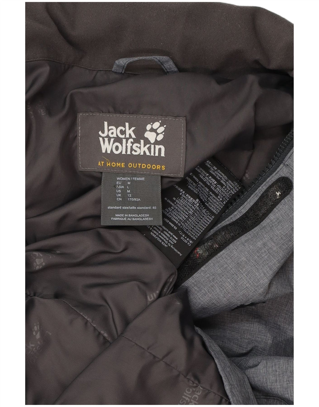 JACK WOLFSKIN Γυναικείο αδιάβροχο μπουφάν με κουκούλα UK 12 μεσαίο γκρι πολυεστέρας